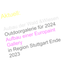 Aktuell:  Aubau der Wald &Wiesen Outdoorgalerie für 2024 Aufbau einer Europaint Gallery in Region Stuttgart Ende 2023